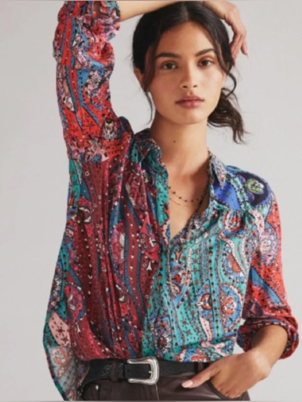 Anthropologie x Maeve The Paz
Button Down Patchwork Paisley Boho Shirt Top Sz:XS - Picture 1 of 15